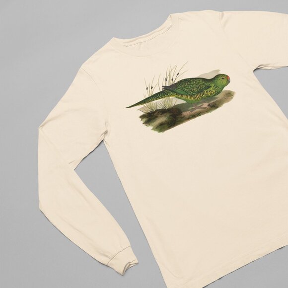 Ground Parrot Vintage Print Long Sleeve Graphic Tee T-shirt S M L XL - Picture 2 of 6